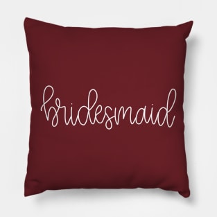 Bridesmaid Gift - White Line Lettering on Burgundy/Maroon Pillow