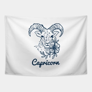 Capricorn Zodiac Horoscope Goat with Flower Sign and Name Tapestry