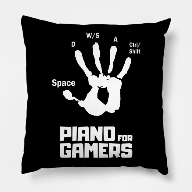 Piano for Gamer WASD Gaming buttons fingers gift Pillow by Lomitasu