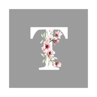 Letter T Monogram With Cherry Blossoms T-Shirt