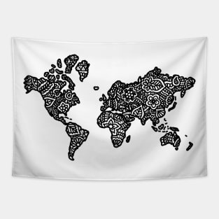 Doodle world map Tapestry