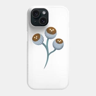 Abstract Berries and Flowers Blue Phone Case