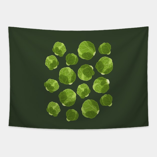 Bright Green Brussels Sprouts Tapestry by Carabara Designs