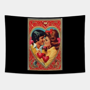 Retro valentine couple Tapestry