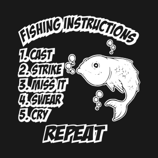 Fishing Instructions Logo Funny T-Shirt