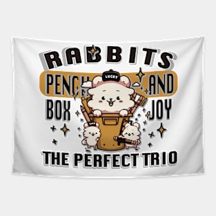 Rabbit with pencil box T-Shirt 01 Tapestry