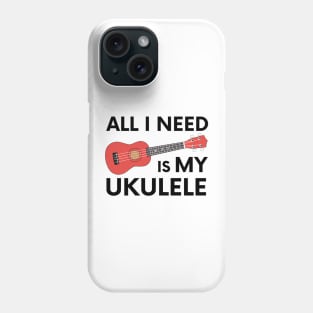 Ukulele Guitar black text Phone Case