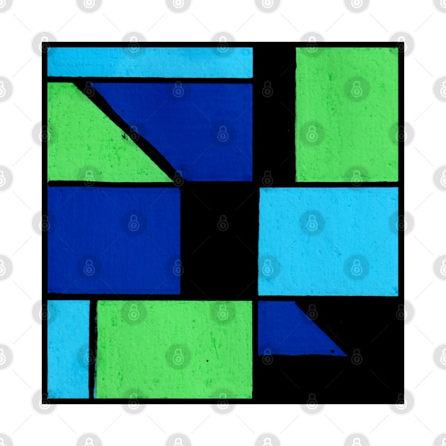 Blue Green Geometric Abstract Acrylic Painting III by abstractartalex