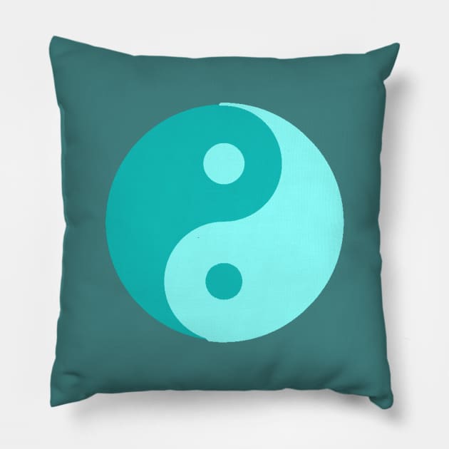 Yin Yang in shades of blue Pillow by NovaOven