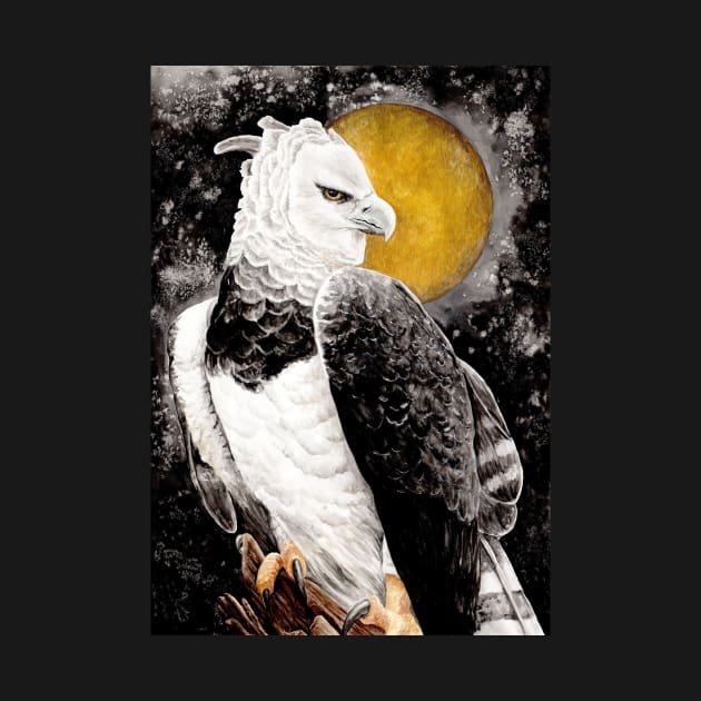 Harpy eagle Watercolor at night sky by MandalaSoul