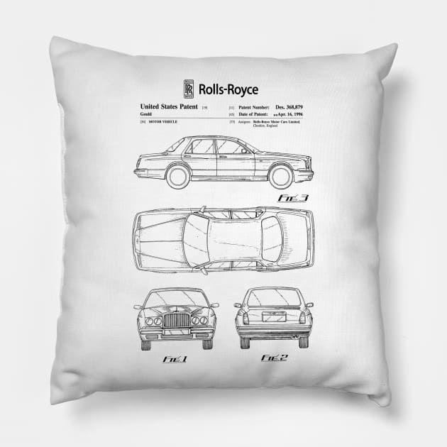 Rolls Royce Patent Black Pillow by Luve