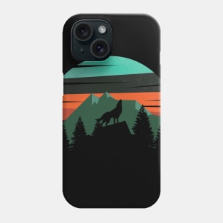 Silhouette of a wolf in a forest Phone Case