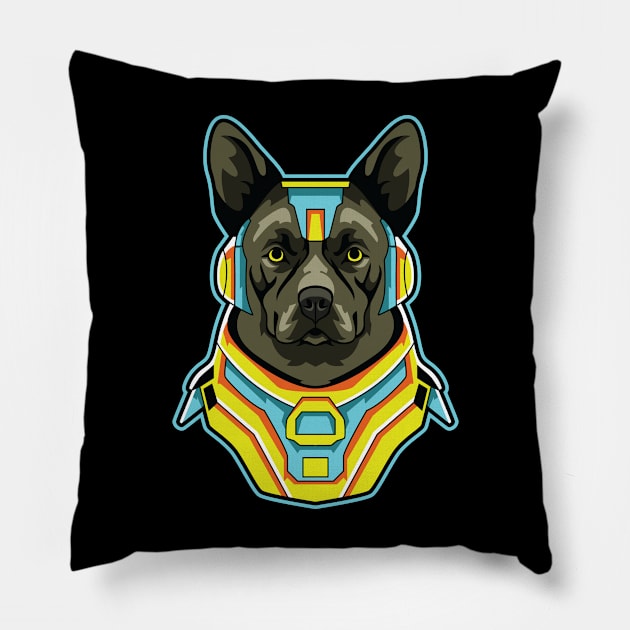 cyborg dog illustration Pillow by OVA