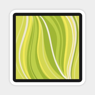 Abstract pattern with wavy lines in fresh yellows and greens Magnet