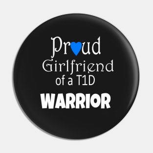 Proud Girlfriend - White Text - Blue Heart Pin