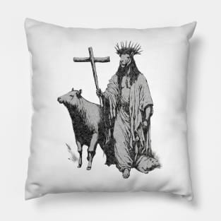 Animal Jesus Walking With Capybara Funny Vintage Cool T-Shirt Pillow