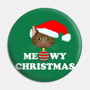 Meowy Christmas 2: Brown Tabby (White) Pin