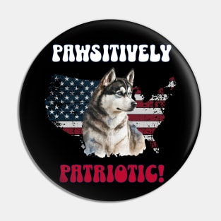 4th of July Independence Day Patriotic Siberian Husky Funny Design for Dog Lovers Pin