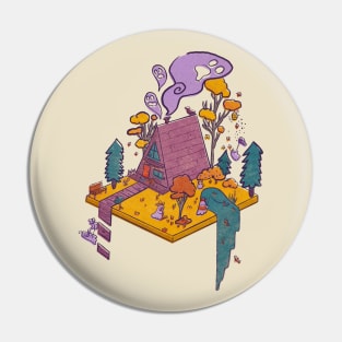 Spooky Ghosts Camping in Isometric Cabin Pin