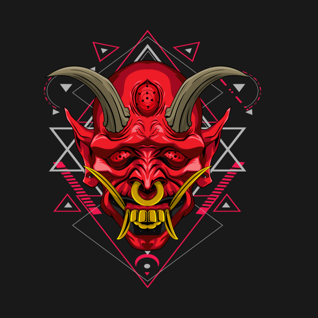 blood oni yokai mask by SHINIGAMII