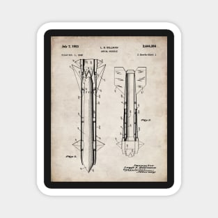 Army Aerial Missile Patent - Military Veteran Army Fan Art - Antique Magnet