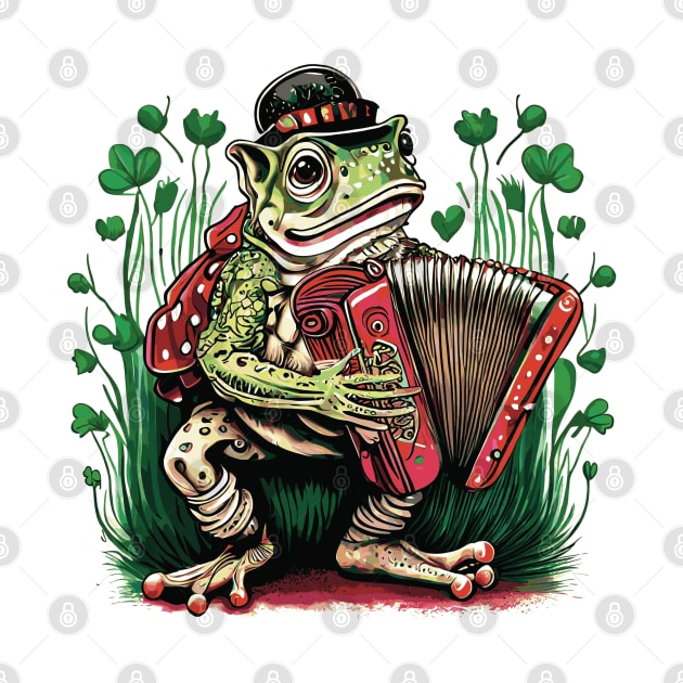 Irish Cottagecore Frog Playing Accordion by Apocatnipse Meow