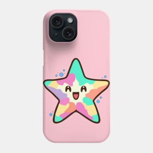 Happy smiling baby starfish with bubbles. Kawaii cartoon Phone Case