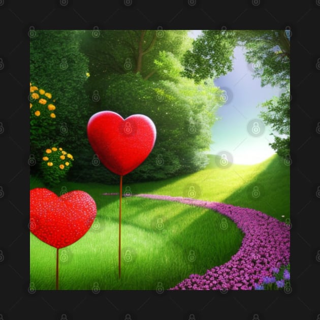 Valentine Wall Art - Two different hearts in the same place - Unique Valentine Fantasy Planet Landsape - Photo print, canvas, artboard print, Canvas Print and T shirt by DigillusionStudio