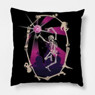 Disco dancing Skeleton with Mirror ball Pillow