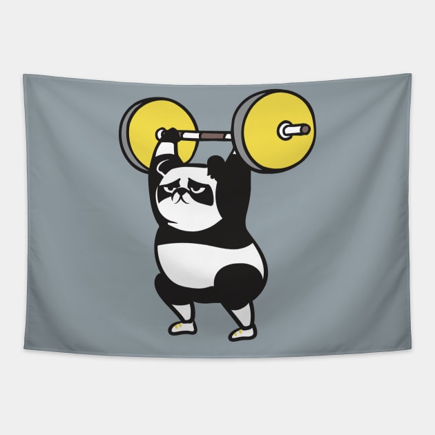 The snatch weightlifting Panda Tapestry by huebucket