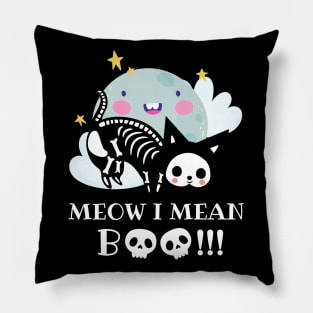 Meow i mean boo, cat halloween, cat lover Pillow