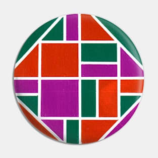 Inverted Purple Green Orange Geometric Abstract Acrylic Painting II Pin