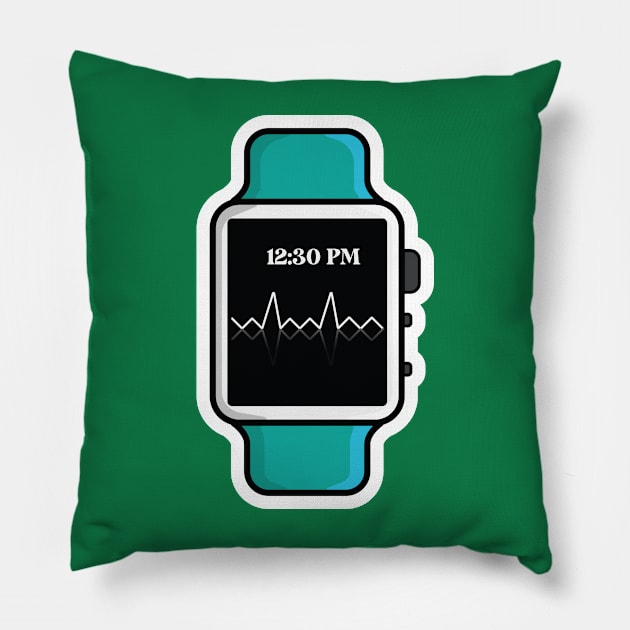 Smart Watch with Straps Sticker design vector illustration. Technology object icon concept. Smart technology device symbol sticker vector design with shadow. Pillow by AlviStudio