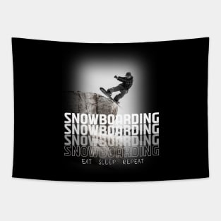 Eat Sleep Snowboarding Repeat - Funny Snowboarding Tapestry
