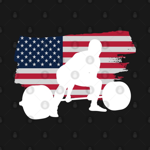 US Flag Deadlift - Powerlifting T-Shirt by High Altitude