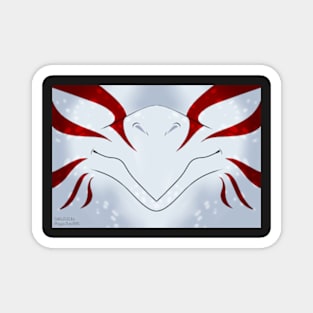 White with Red Stripes Dragon Mask Magnet