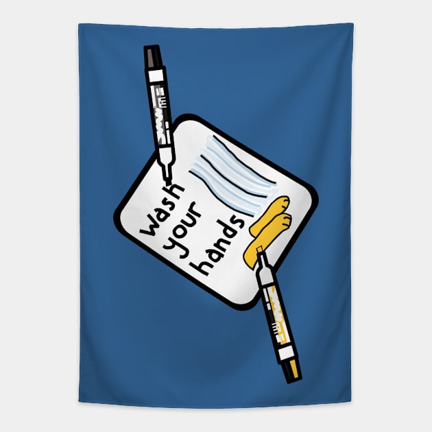 Wash your Hands Sign Tapestry by ellenhenryart