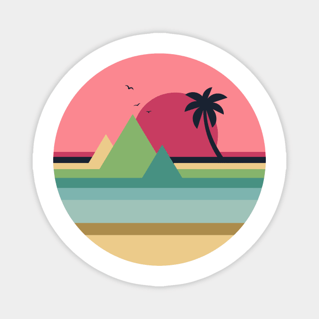 OCEAN SUNSET GEOMETRIC Magnet by CloudyStars