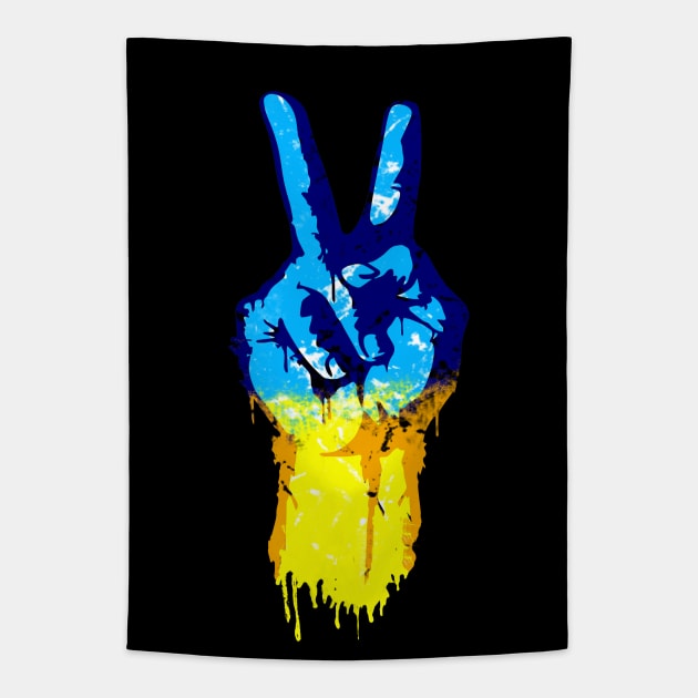 Victory Hand Slava Ukraini Tapestry by Scar
