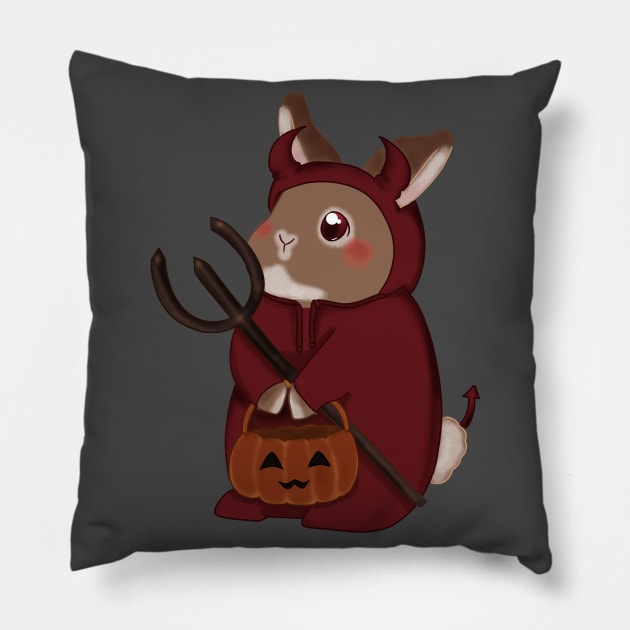 Little Devil Rabbit _ Bunniesmee Halloween Edition Pillow by GambarGrace