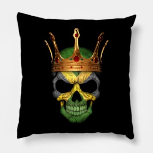 Jamaican Flag Skull with Crown Pillow