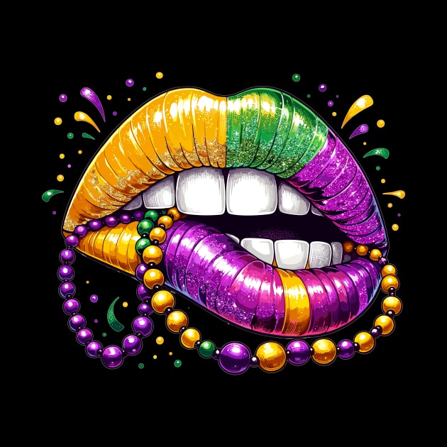 Mardi Gras Lips, Carnival Mardi Gras Outfit ,Fat Tuesday ,Flower de Luce,Mardi Gras Day, Mardi Gras Gift For Women by AlmaDesigns