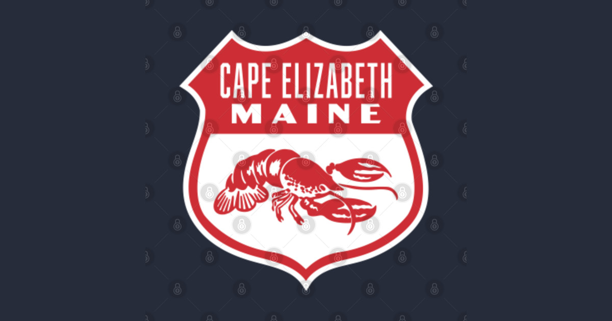 Cape Elizabeth Maine Retro Lobster Shield (Red) Cape Elizabeth T