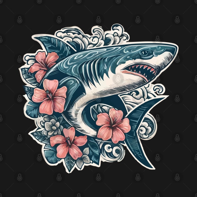 Fierce Island Vibes Shark by Organicgal Graphics