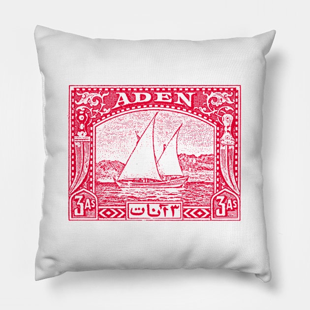 Vintage Aden / Sailboats Postage Stamp Design Pillow by CultOfRomance