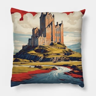 Scotland England Vintage Travel Tourism Poster Art Pillow