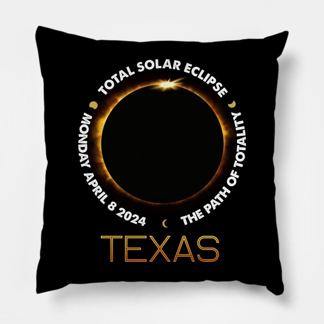 TEXAS Total Solar Eclipse 2024 American Totality April 8 Pillow by Sky full of art