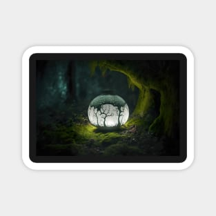 Exotic soft glow lamp in thick green forest Magnet