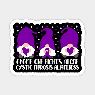 Gnome One Fights Alone Cystic Fibrosis Awareness Magnet