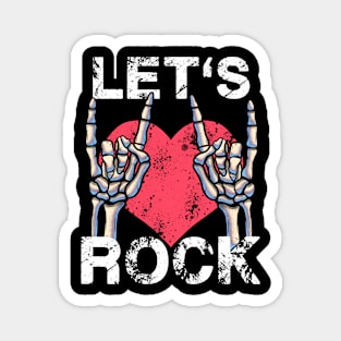 Let's Rock and Roll Music Vintage Distressed Heart Magnet